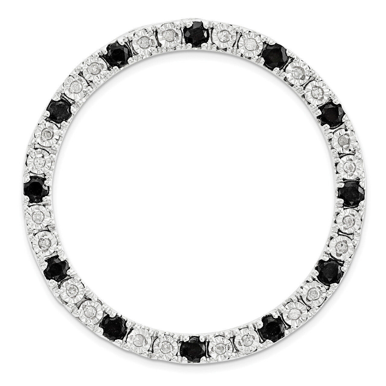 Diamond and Black Sapphire Chain Slide Sterling Silver Large QSK1785
