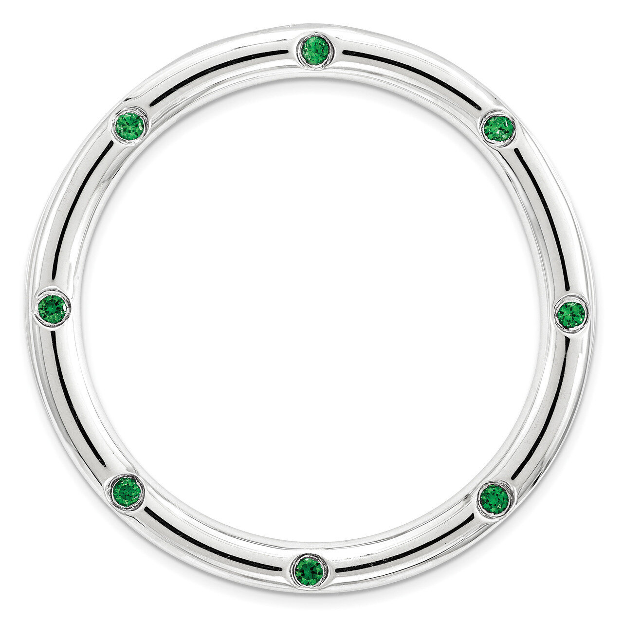 Created Emerald Chain Slide Sterling Silver Large QSK1790