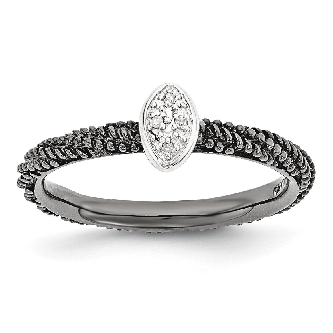 Rhodium Plated Ring Sterling Silver Diamond QSK1830