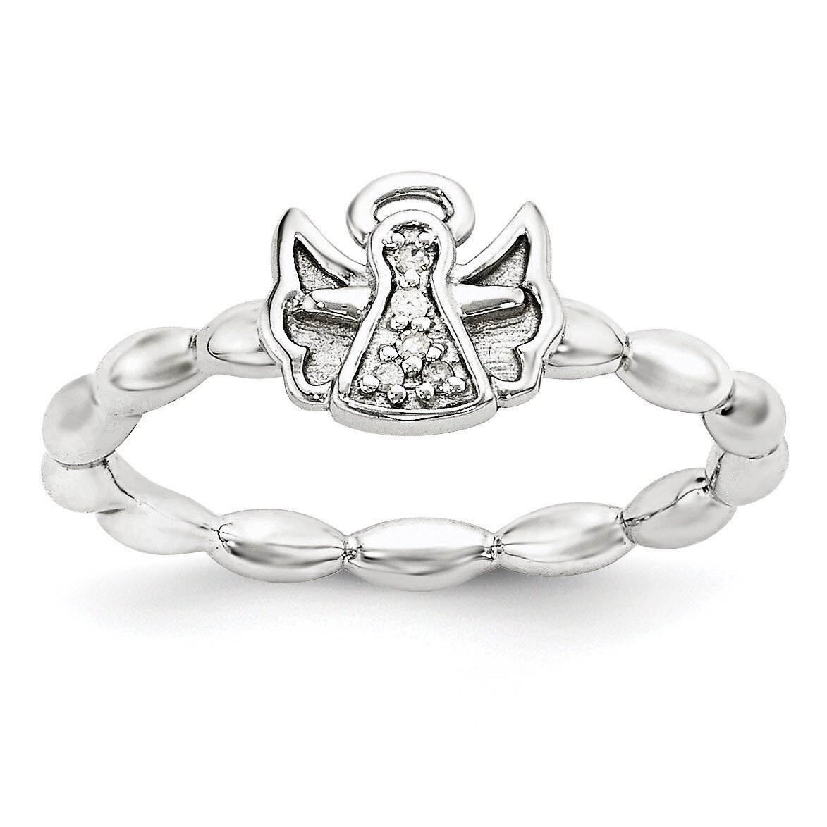 Diamond Angel w/halo Ring Sterling Silver Polished QSK1843, MPN: QSK1843, 886774375694