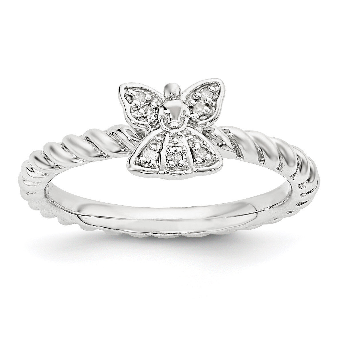 Diamond Angel Ring Sterling Silver Polished QSK1844