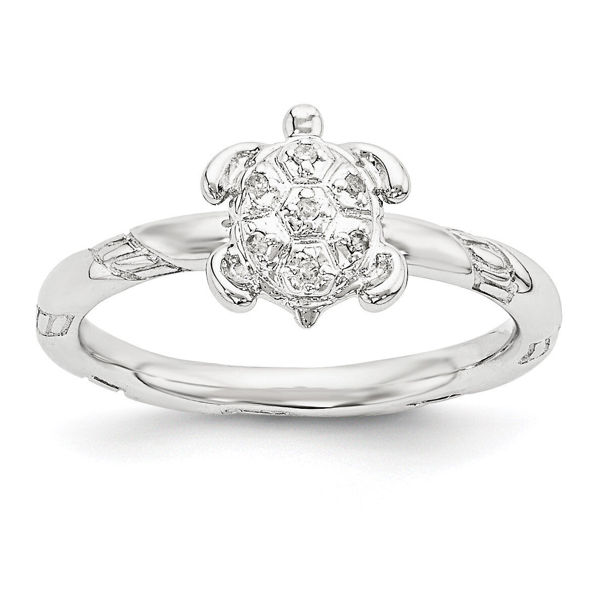 Turtle Ring Sterling Silver Diamond QSK1859