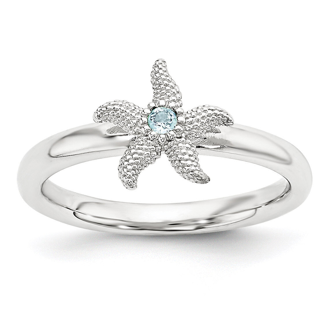 Blue Topaz Starfish Ring Sterling Silver QSK1861