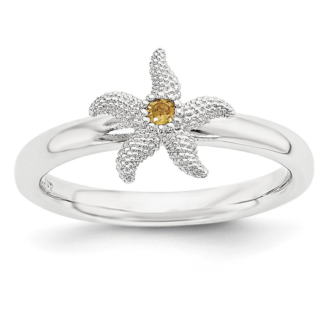 Citrine Starfish Ring Sterling Silver QSK1864