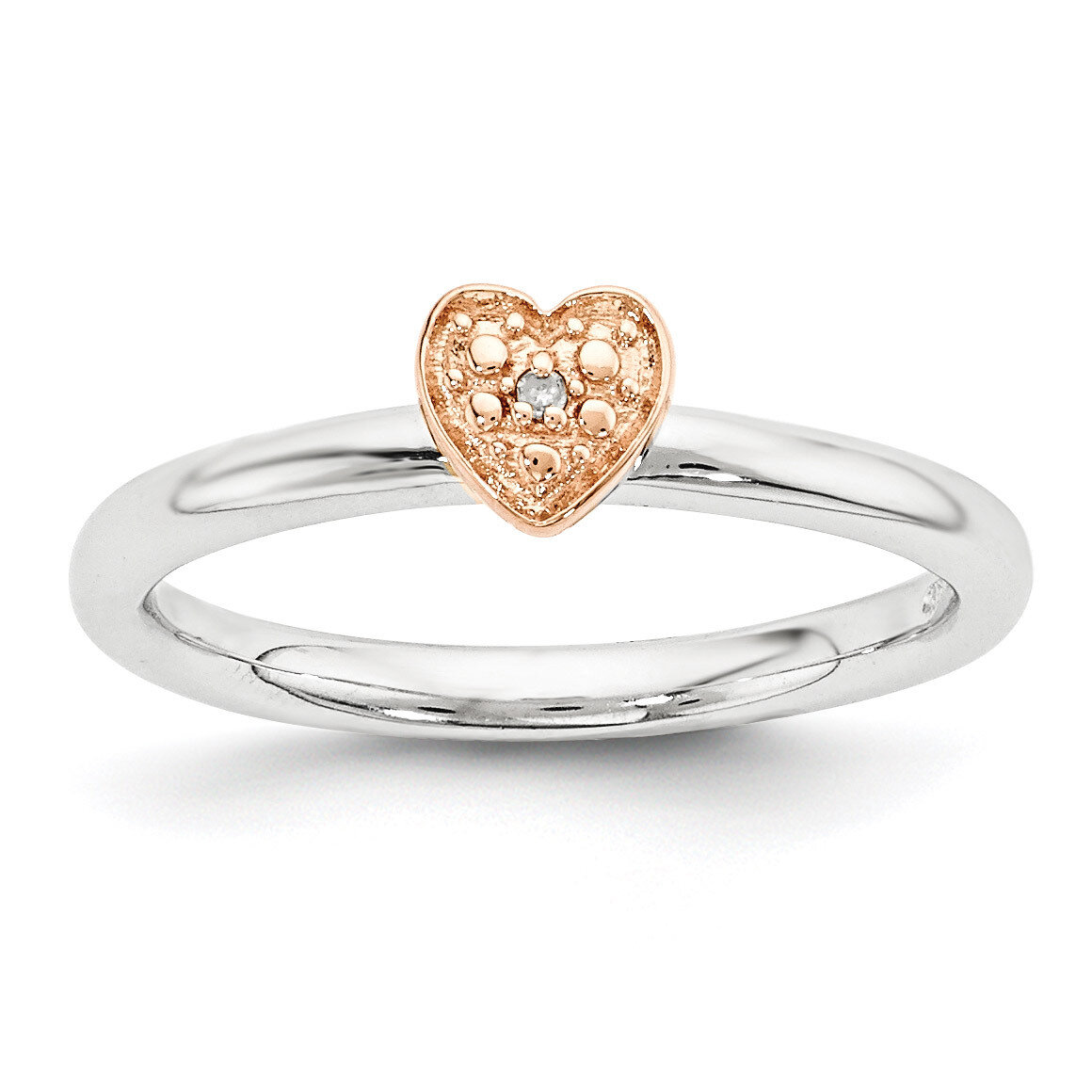 Rose Gold-plated Diamond Heart Ring Sterling Silver QSK1866