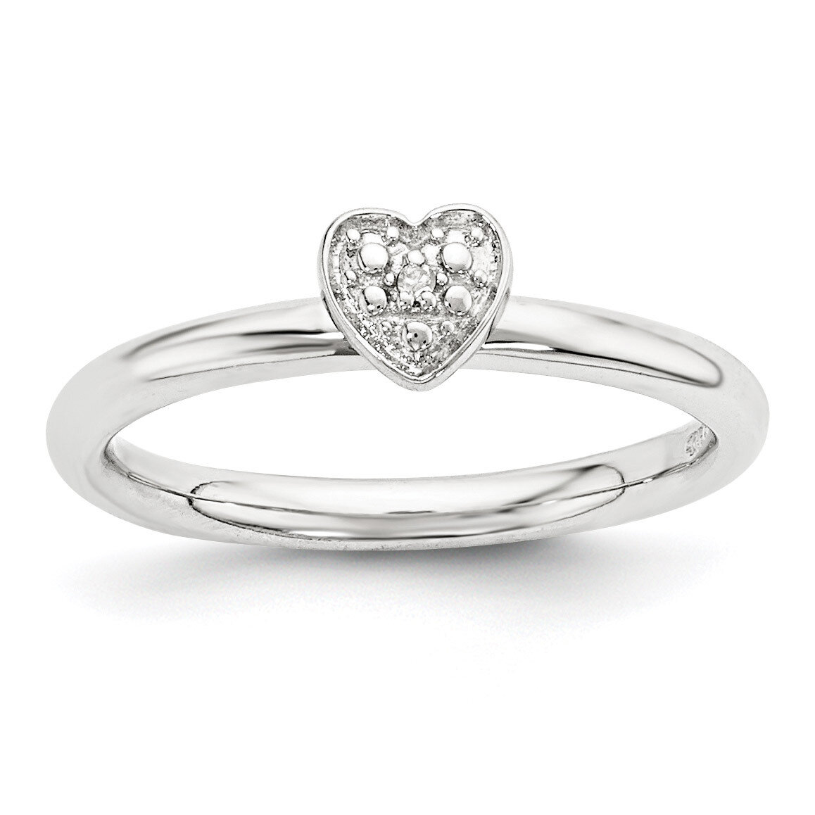 Diamond Heart Ring Sterling Silver Polished QSK1867