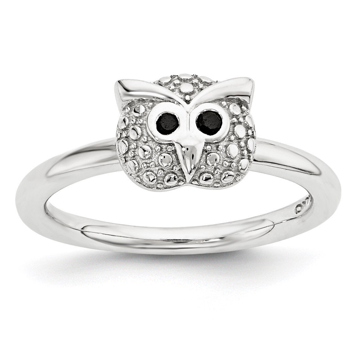 Onyx Owl Ring Sterling Silver Polished QSK1869