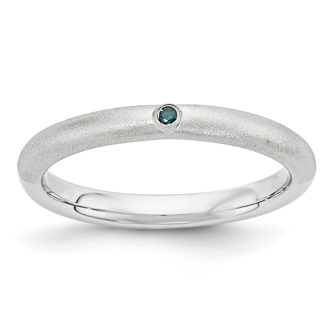 Blue Diamond Ring Sterling Silver QSK1870