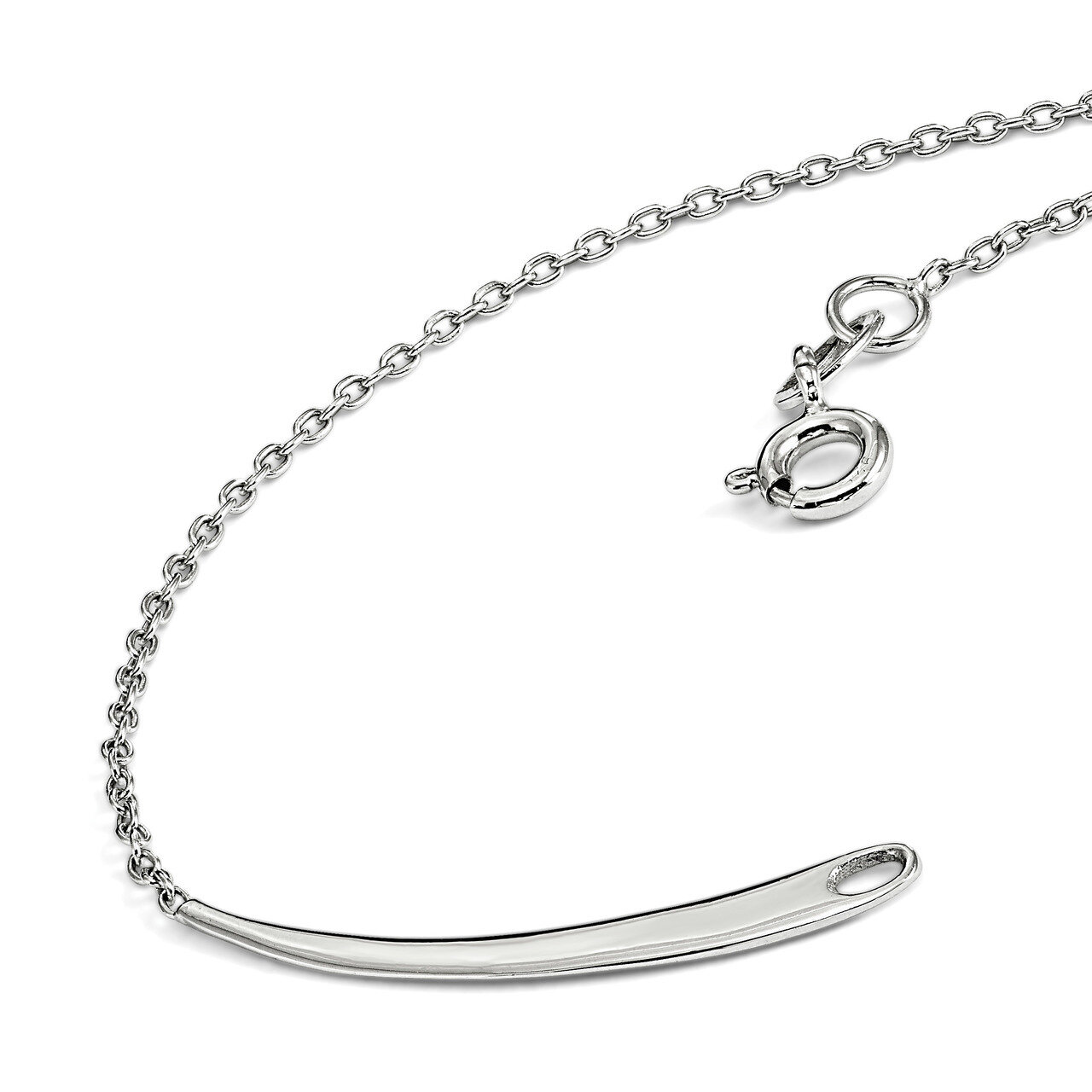 1.4 mm Rhodium Plated Polished Necklace Sterling Silver QSKPEN