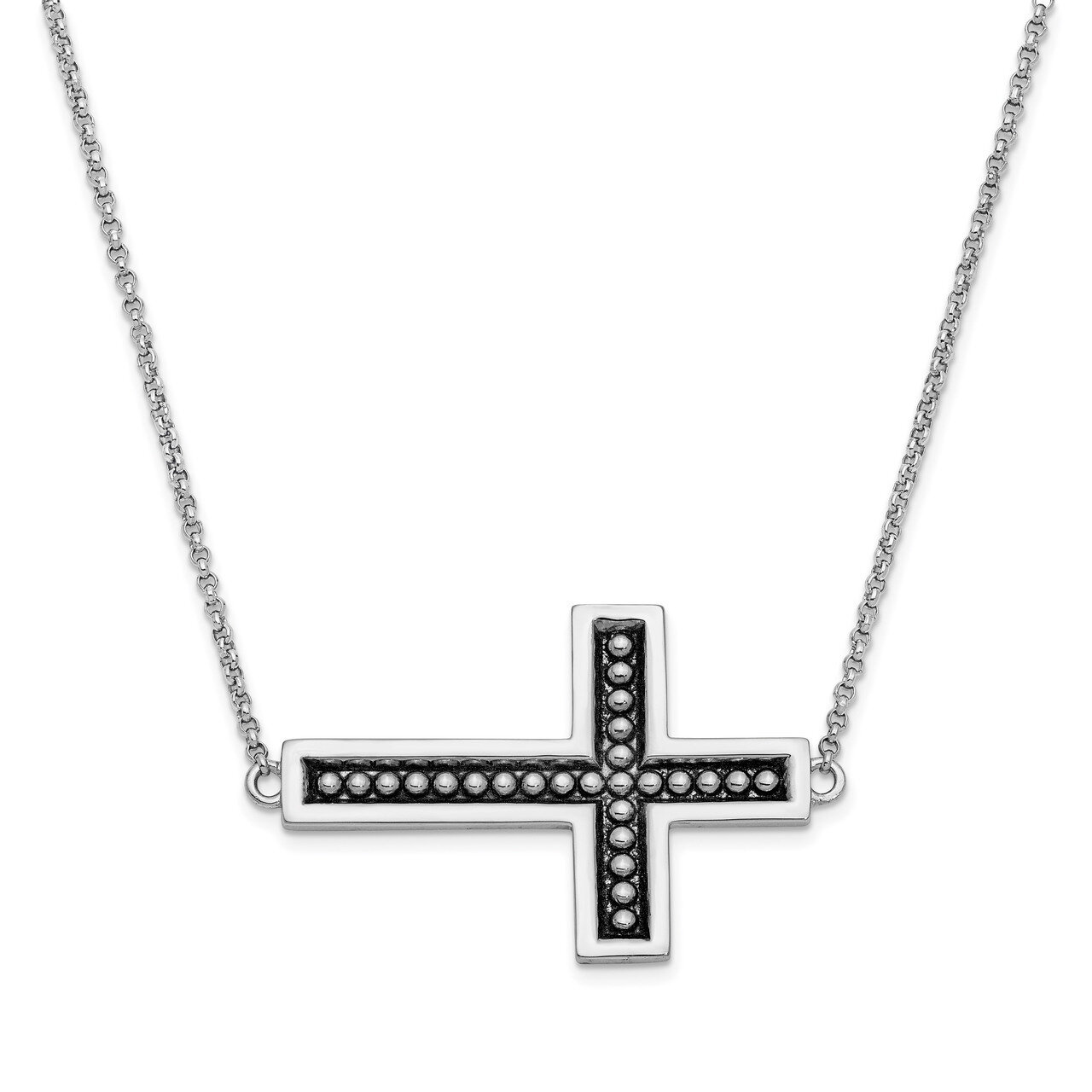 Cross 17.5 Inch Necklace with 3 inch Extender Sterling Silver Antiqued QSX630, MPN: QSX630, 1911012…