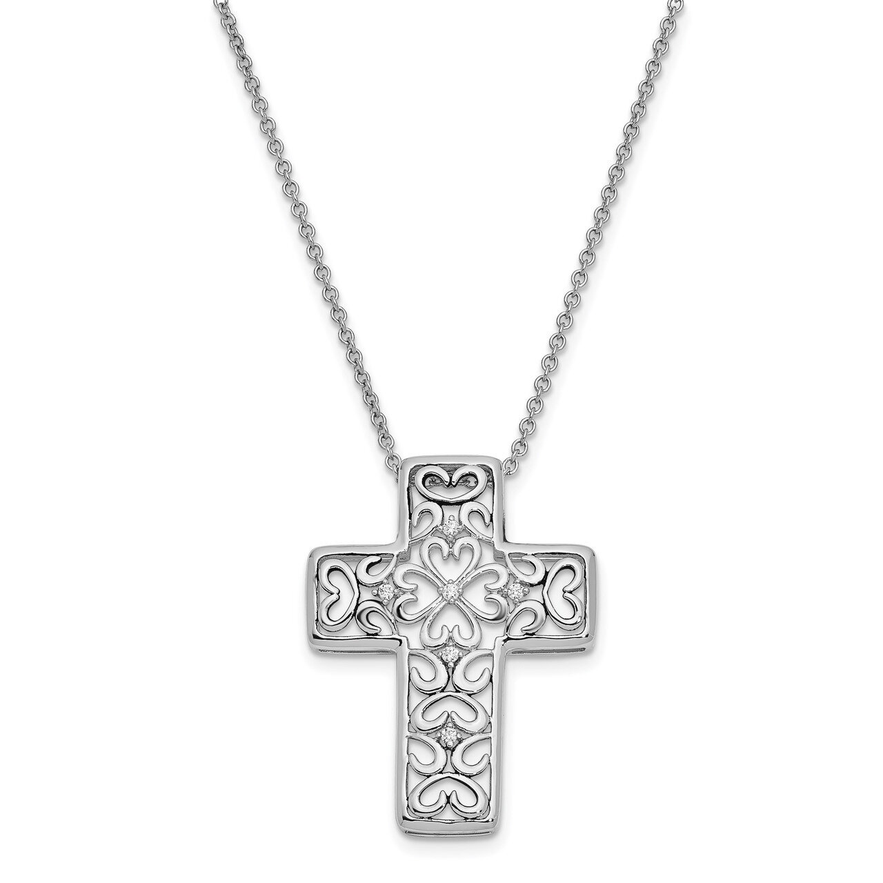 Unwavering Love 18 Inch Necklace Sterling Silver CZ Diamond QSX636, MPN: QSX636, 883957938905