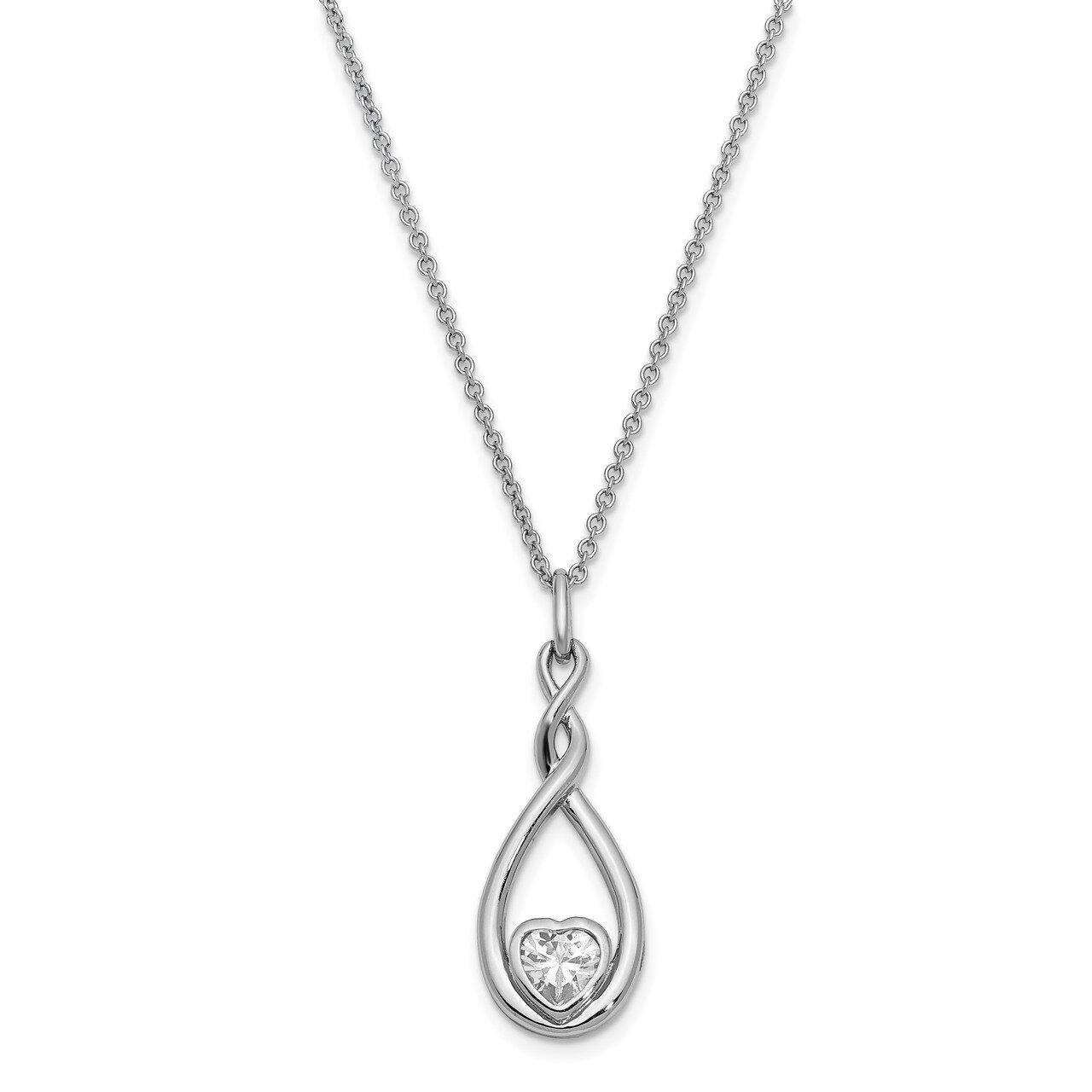 Love You Forever 18 Inch Necklace Sterling Silver CZ Diamond QSX664, MPN: QSX664, 191101036453