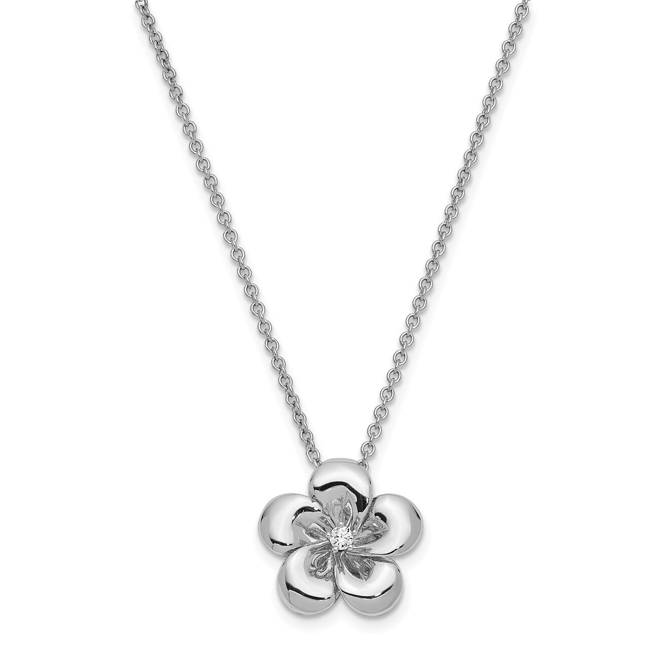 Be A Blessing 14 Inch Necklace with 2 inch Extender Sterling Silver CZ Diamond QSX668, MPN: QSX668,…