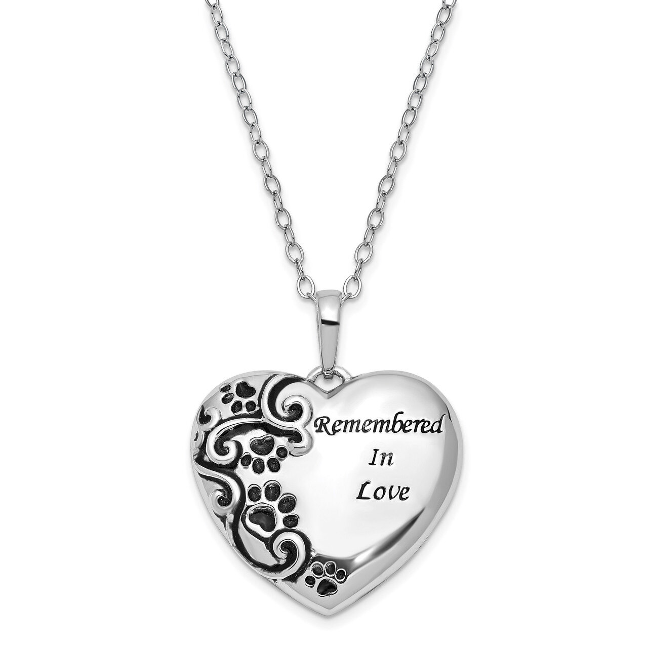 Remembered in Love Pet 18 Inch Necklace Sterling Silver Antiqued QSX690, MPN: QSX690, 886774106762