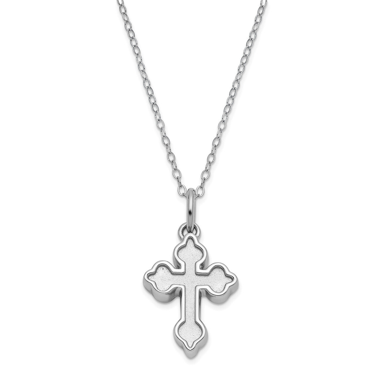 Matted Cross Ash Holder 18 Inch Necklace Sterling Silver QSX700
