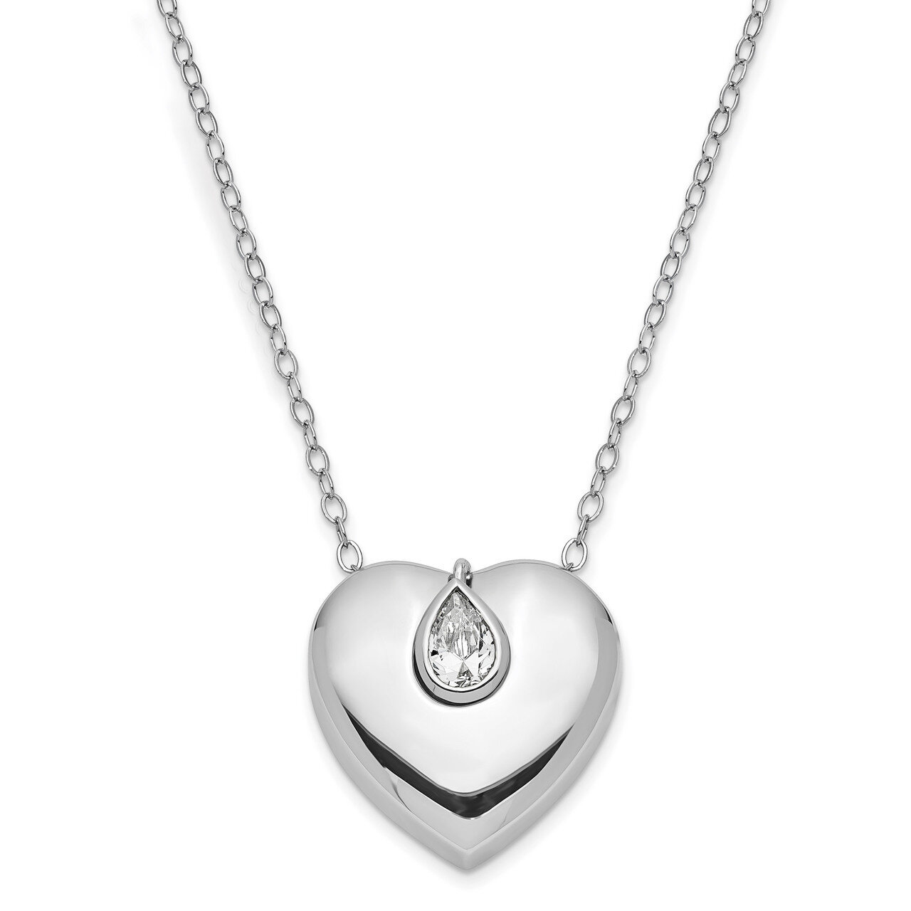 Missing You Ash Holder 18 Inch Necklace Sterling Silver CZ Diamond QSX702