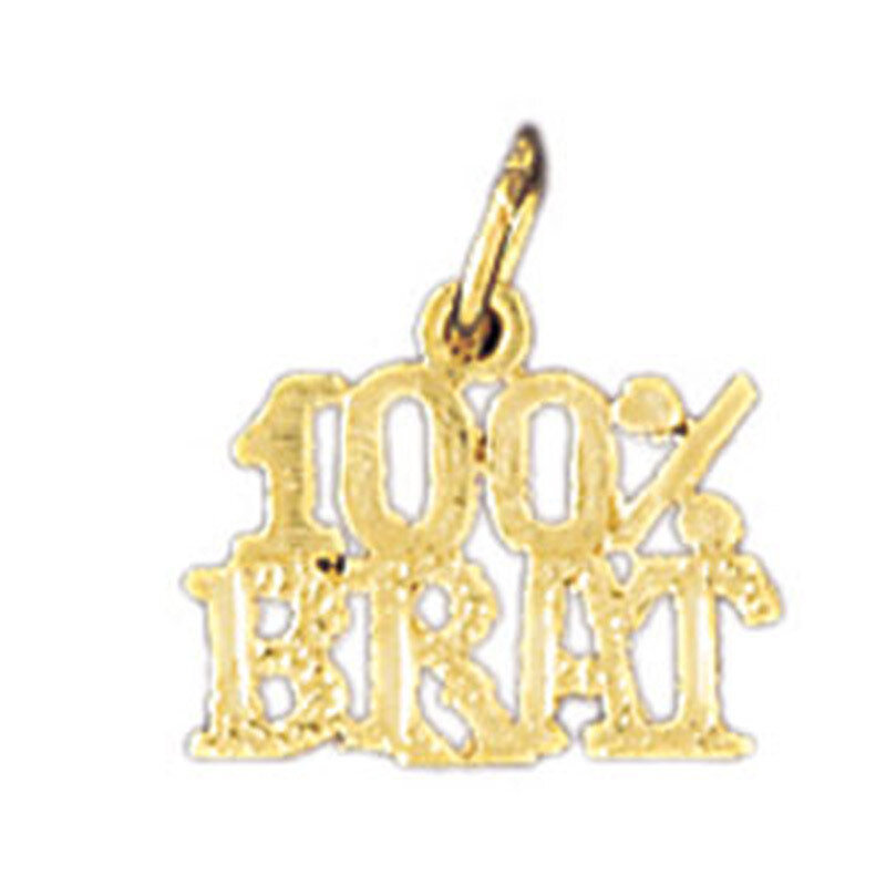 100% Brat Pendant Necklace Charm Bracelet in Yellow, White or Rose Gold 10592