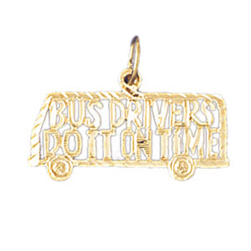 Bus Drivers Do It On Time Pendant Necklace Charm Bracelet in Yellow, White or Rose Gold 10624
