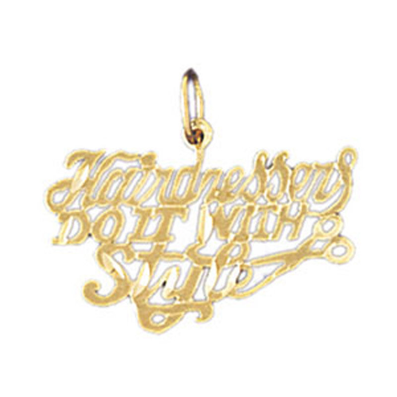 Hairdressers Do It With Style Pendant Necklace Charm Bracelet in Yellow, White or Rose Gold 10625