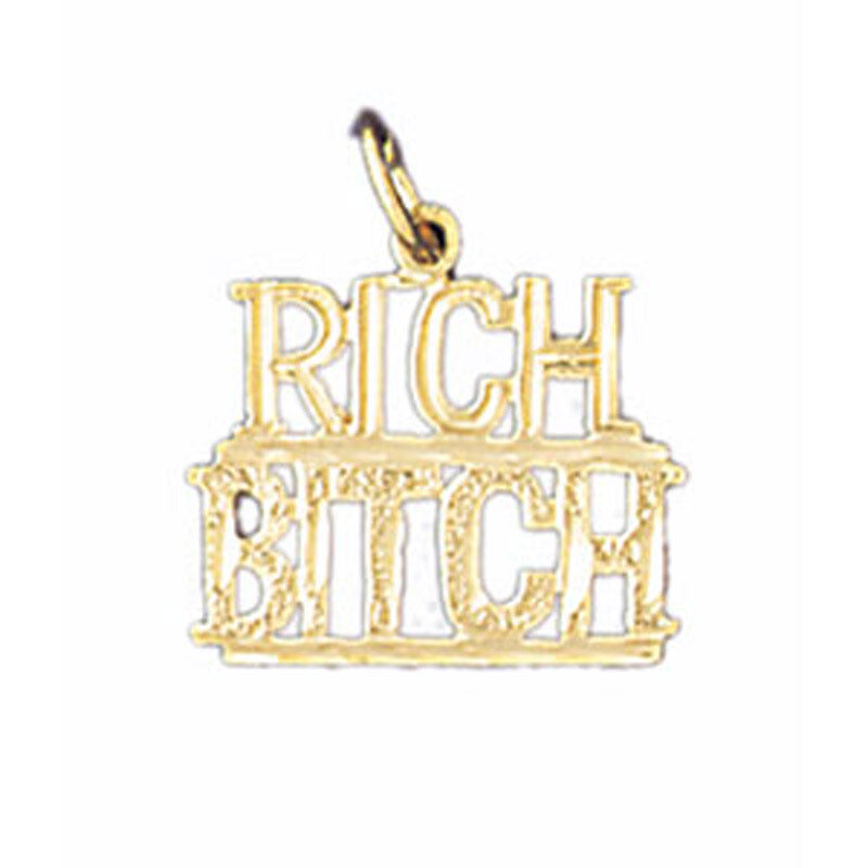 Ritch Bitch Pendant Necklace Charm Bracelet in Yellow, White or Rose Gold 10649
