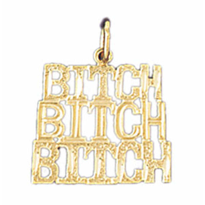 Bitch Bitch Bitch Pendant Necklace Charm Bracelet in Yellow, White or Rose Gold 10651