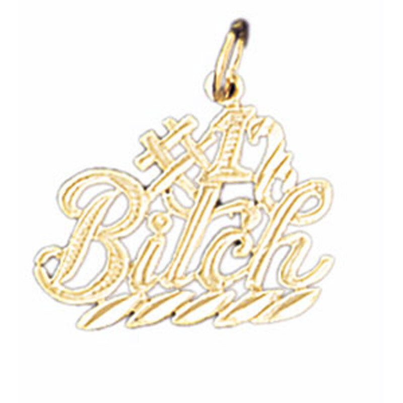 #1 Bitch Pendant Necklace Charm Bracelet in Yellow, White or Rose Gold 10654