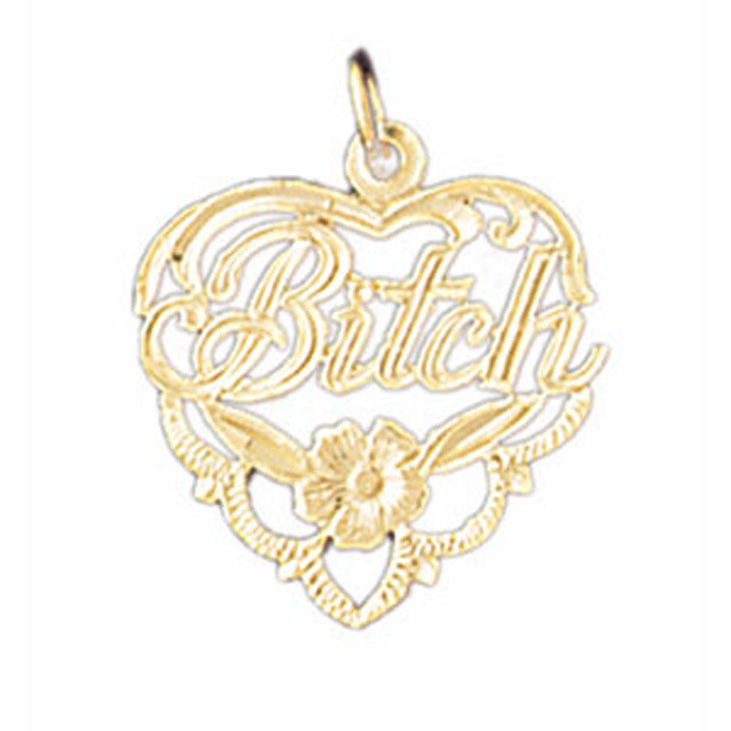 Dazzlers Jewelry Bitch Pendant Necklace Charm Bracelet in Yellow, White or Rose Gold 10655, MPN: DZ…