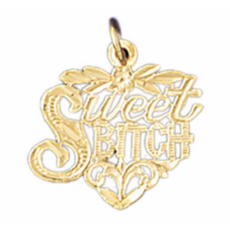 Sweet Bitch Pendant Necklace Charm Bracelet in Yellow, White or Rose Gold 10656
