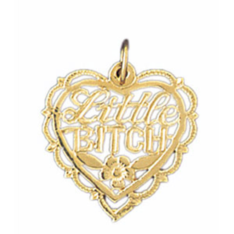 Little Bitch Pendant Necklace Charm Bracelet in Yellow, White or Rose Gold 10657