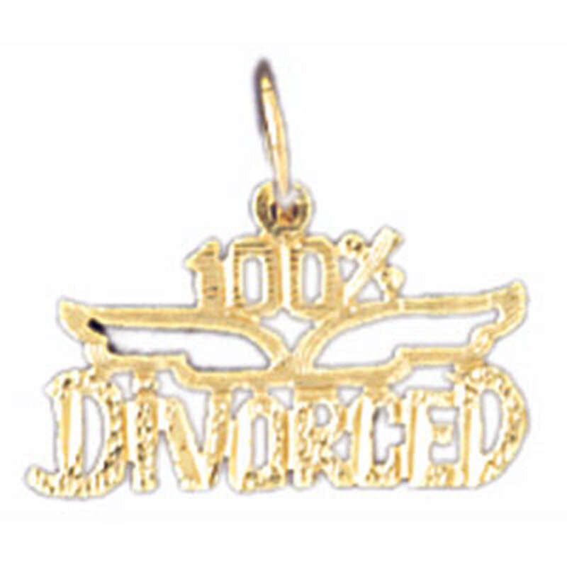 100% Divorced Pendant Necklace Charm Bracelet in Yellow, White or Rose Gold 10677