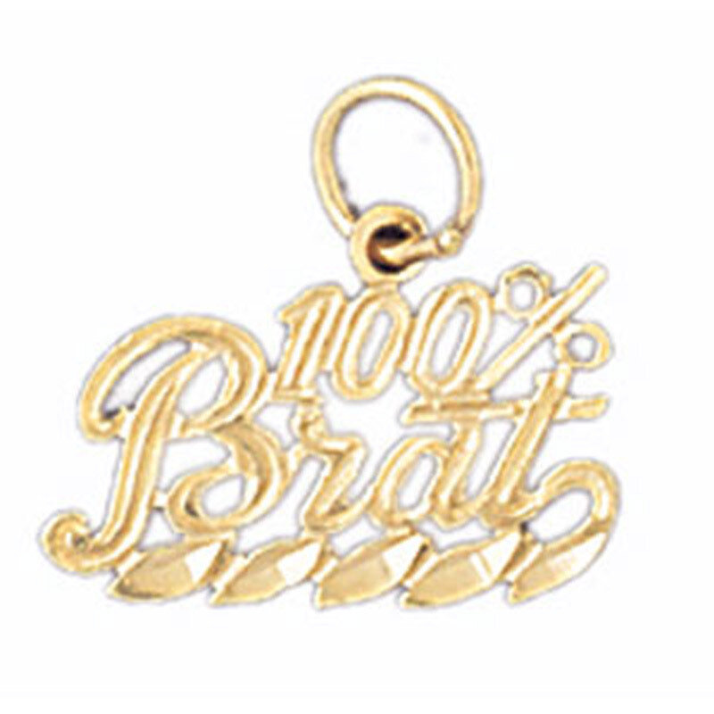 100% Brat Pendant Necklace Charm Bracelet in Yellow, White or Rose Gold 10697
