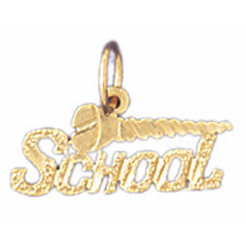 School Pendant Necklace Charm Bracelet in Yellow, White or Rose Gold 10705