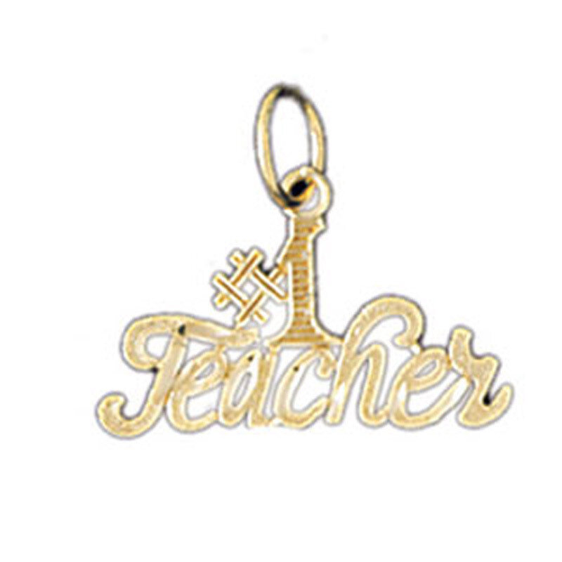 #1 Teacher Pendant Necklace Charm Bracelet in Yellow, White or Rose Gold 10710