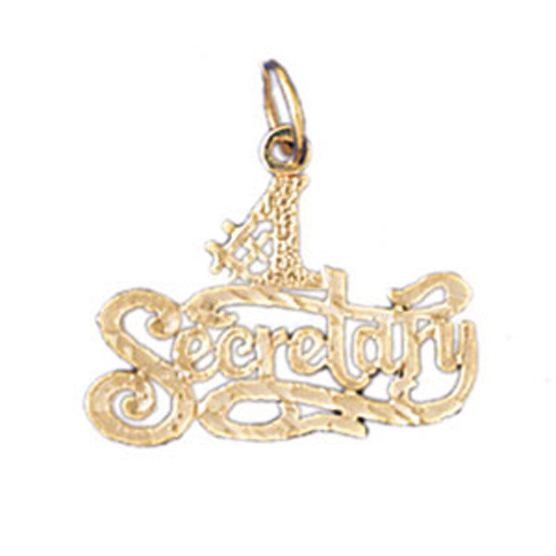 #1 Secretary Pendant Necklace Charm Bracelet in Yellow, White or Rose Gold 10735