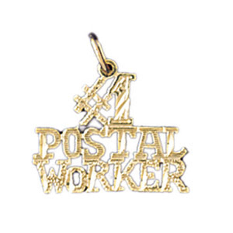 #1 Postal Worker Pendant Necklace Charm Bracelet in Yellow, White or Rose Gold 10748