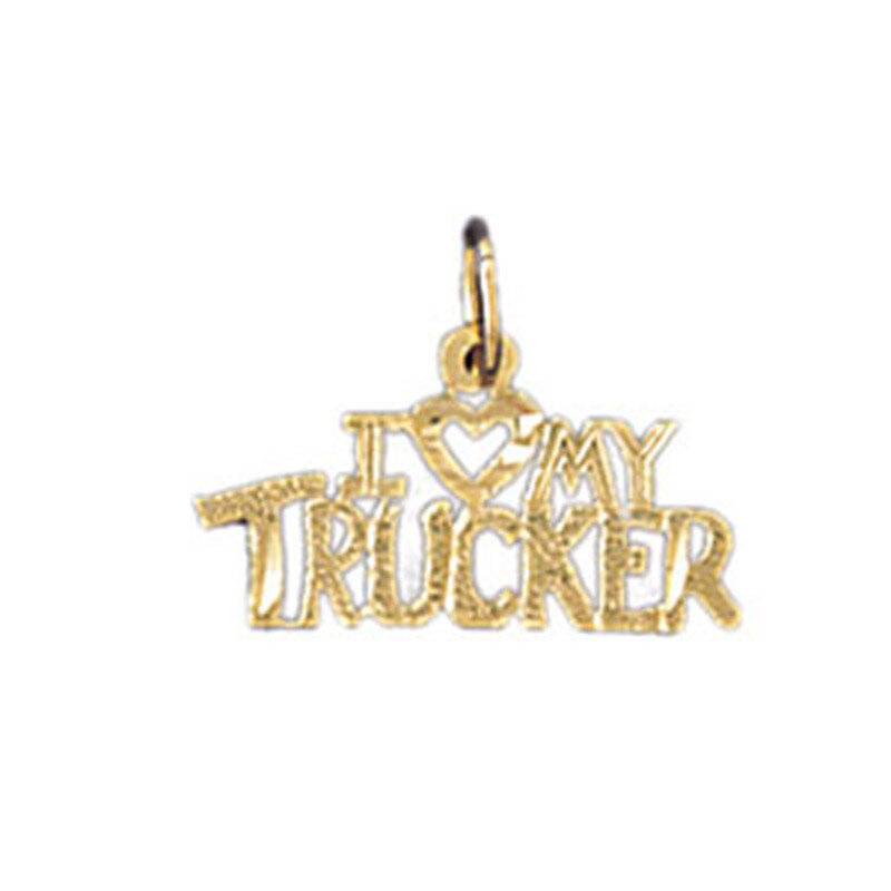 I Love My Trucker Pendant Necklace Charm Bracelet in Yellow, White or Rose Gold 10749