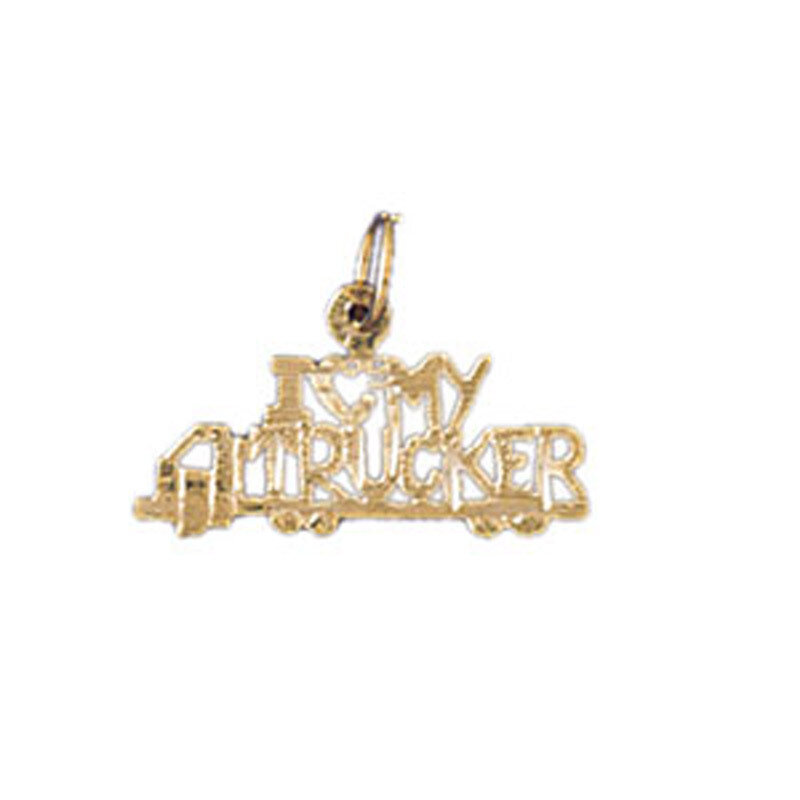 Dazzlers Jewelry I Love My Trucker Pendant Necklace Charm Bracelet in Yellow, White or Rose Gold 10…