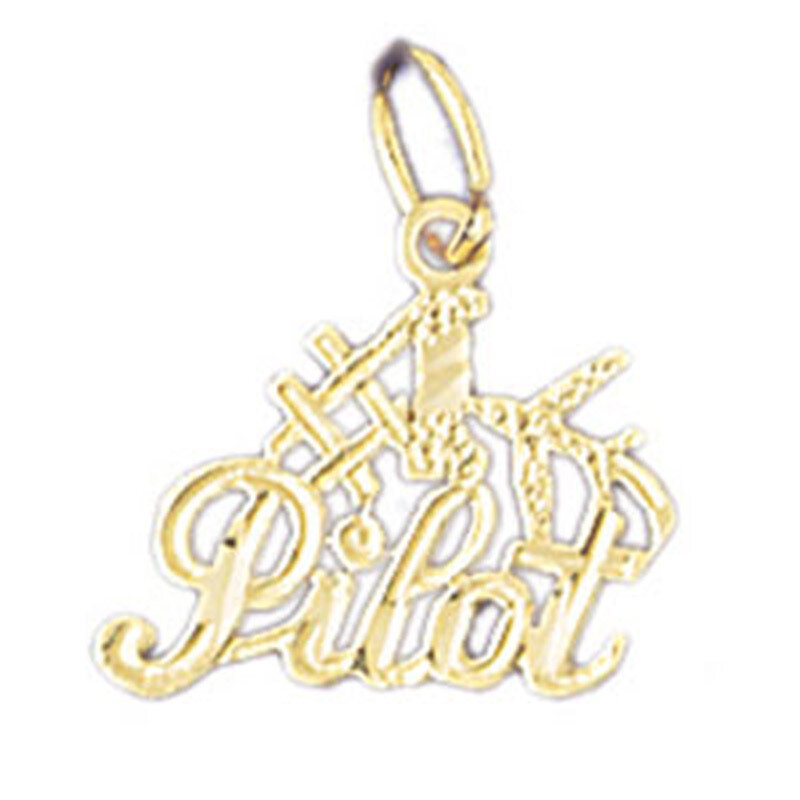 #1 Pilot Pendant Necklace Charm Bracelet in Yellow, White or Rose Gold 10763