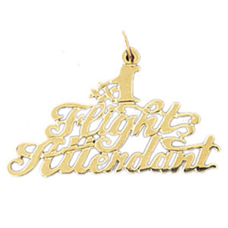 #1 Flight Attendant Pendant Necklace Charm Bracelet in Yellow, White or Rose Gold 10764