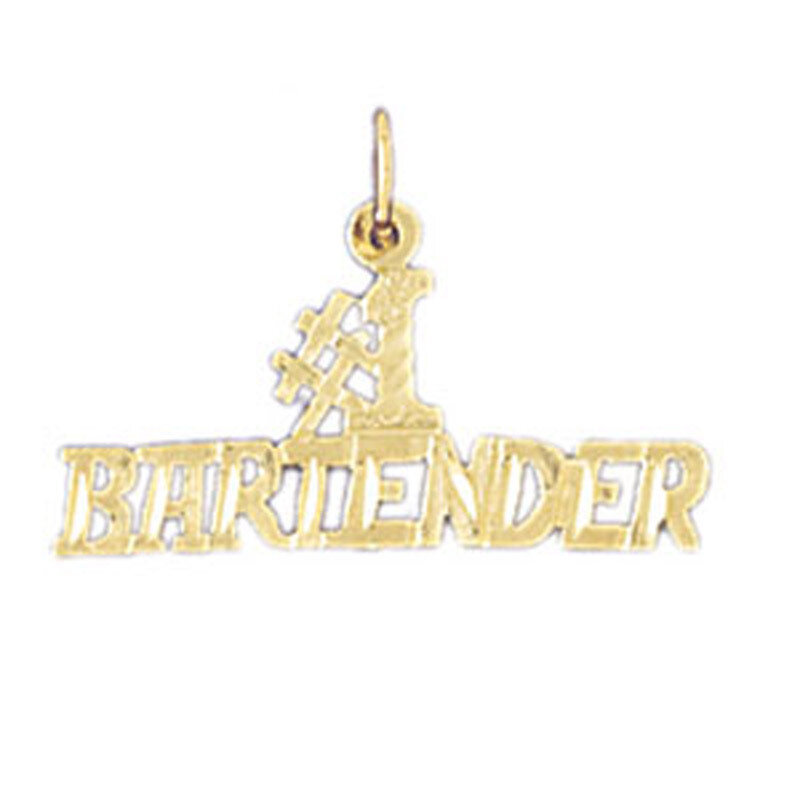 #1 Bartender Pendant Necklace Charm Bracelet in Yellow, White or Rose Gold 10767