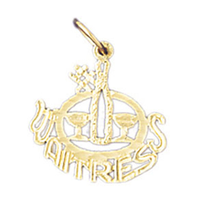 Dazzlers Jewelry Waitress Pendant Necklace Charm Bracelet in Yellow, White or Rose Gold 10768, MPN:…