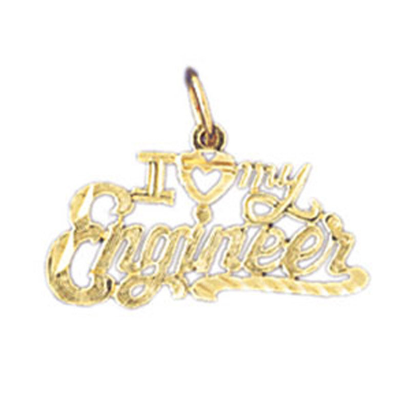 I Love My Engineer Pendant Necklace Charm Bracelet in Yellow, White or Rose Gold 10770