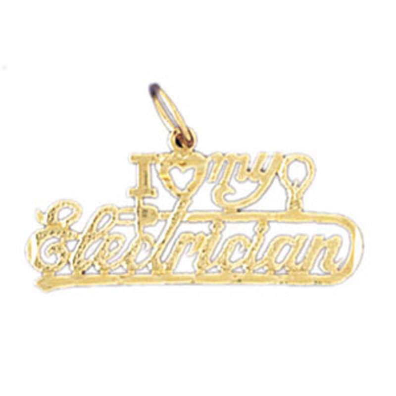 Dazzlers Jewelry I Love My Electrician Pendant Necklace Charm Bracelet in Yellow, White or Rose Gol…