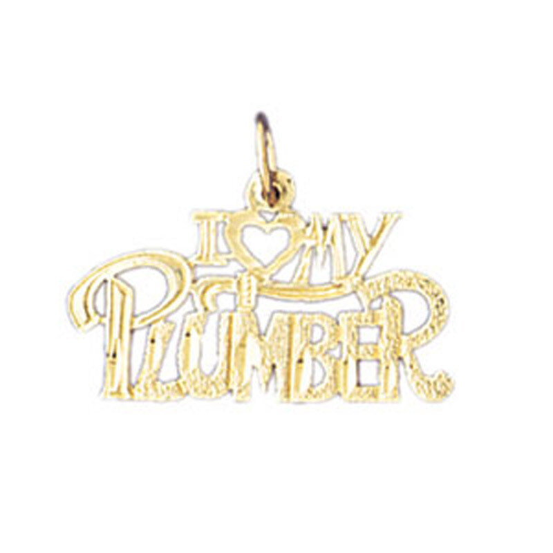 Dazzlers Jewelry I Love My Plumber Pendant Necklace Charm Bracelet in Yellow, White or Rose Gold 10…