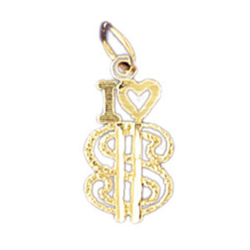 I Love $ Pendant Necklace Charm Bracelet in Yellow, White or Rose Gold 10775