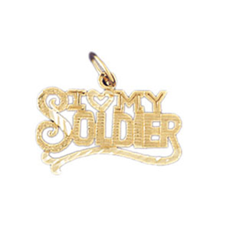 I Love My Soldier Pendant Necklace Charm Bracelet in Yellow, White or Rose Gold 10777