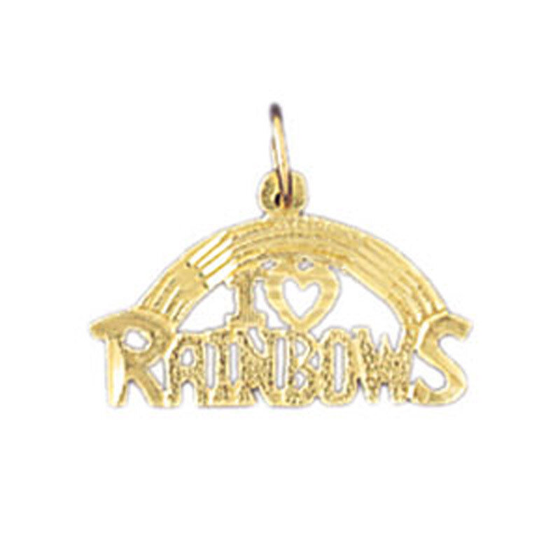 I Love Rainbows Pendant Necklace Charm Bracelet in Yellow, White or Rose Gold 10781