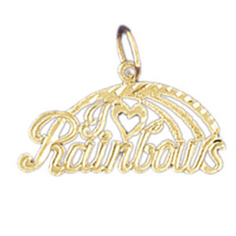I Love Rainbows Pendant Necklace Charm Bracelet in Yellow, White or Rose Gold 10782