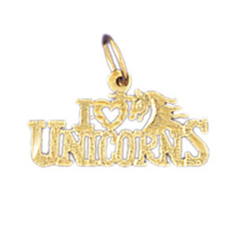 I Love Unicorns Pendant Necklace Charm Bracelet in Yellow, White or Rose Gold 10783