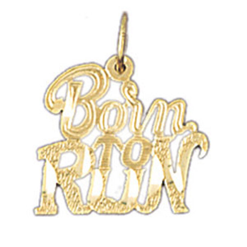 Born To Run Pendant Necklace Charm Bracelet in Yellow, White or Rose Gold 10792